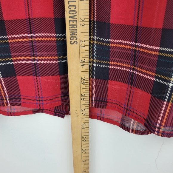 Liz Claiborne red black plaid sheer long sleeve button shirt preppy academia 14 - Picture 5 of 12